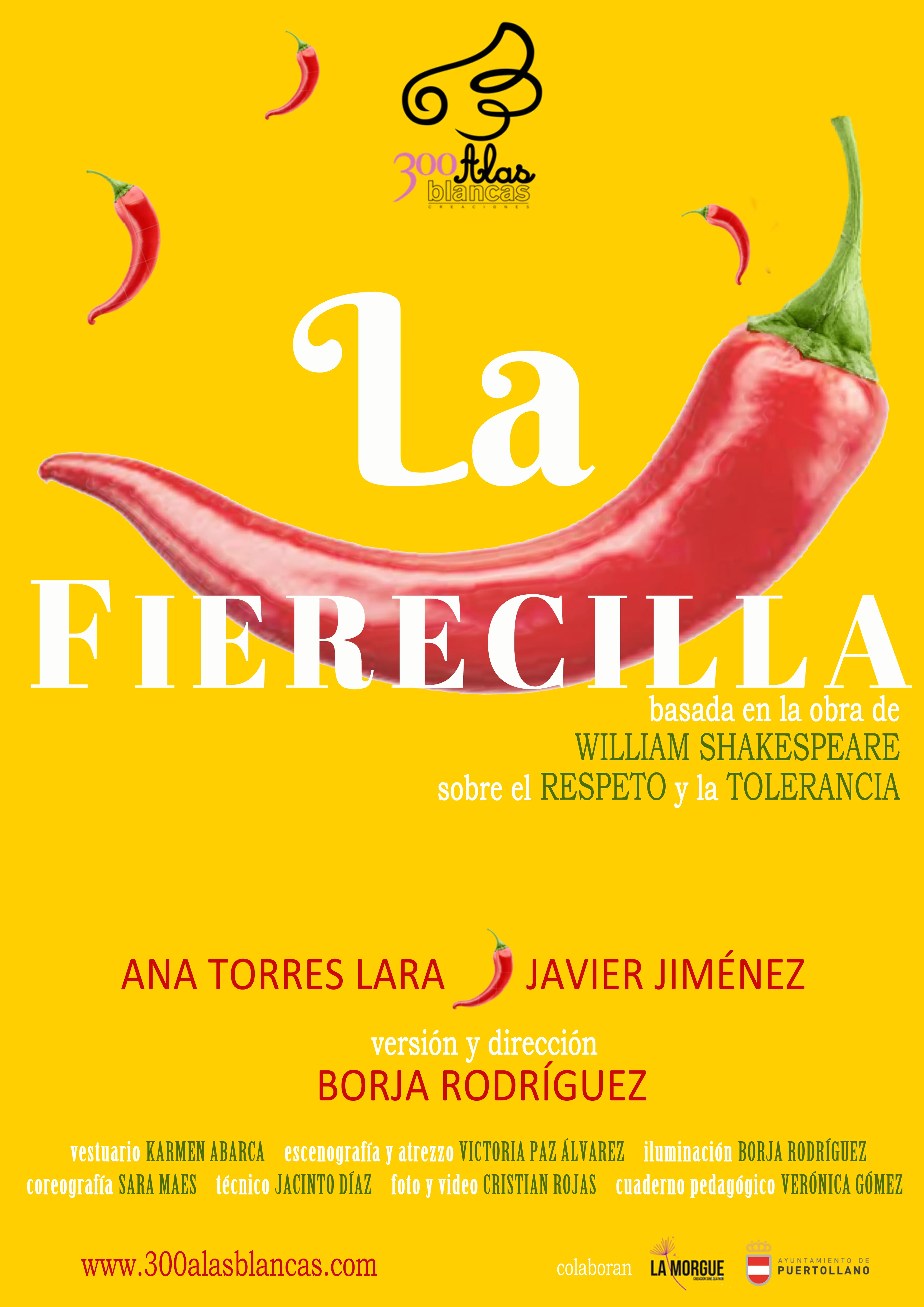 Cartel de La Fierecilla: una gran guindilla roja sobre fondo amarillo junto al título